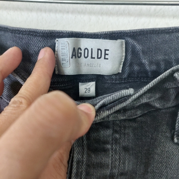 Agolde Nico Cassette  Distressed Black Button Fly Jeans Size 29 - Picture 6 of 13